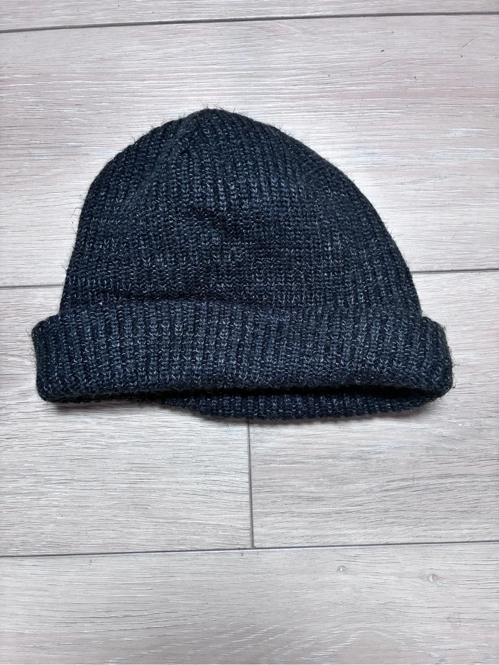 The North Face Black Ribbed Cuffed Beanie with Logo Patch